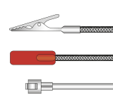 Surface thermocouples with crocodile clip, rubber patch, and magnetic attachment